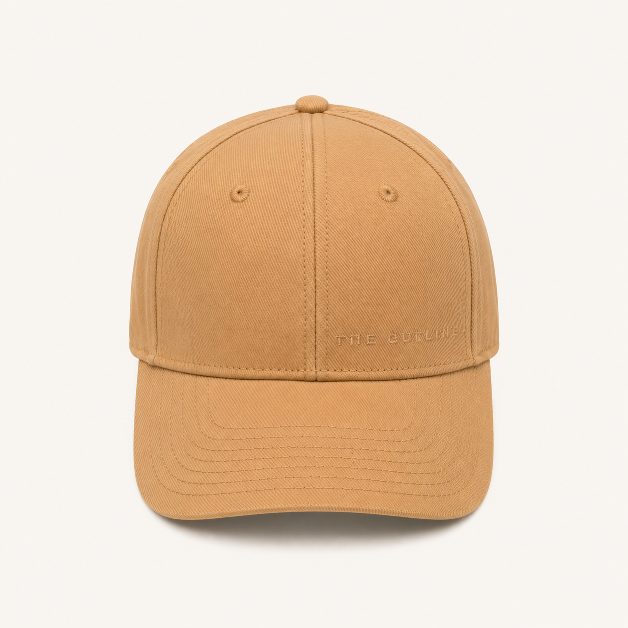 THE CUTLINE Steady Cap in Sand mit dezentem Logo – Frontansicht